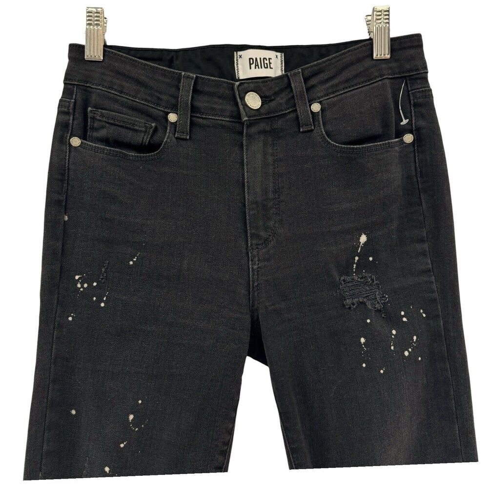 Paige Jeans Womens 27 Hoxton Straight Ankle Distressed Grunge Goth Alt Edgy Rave
